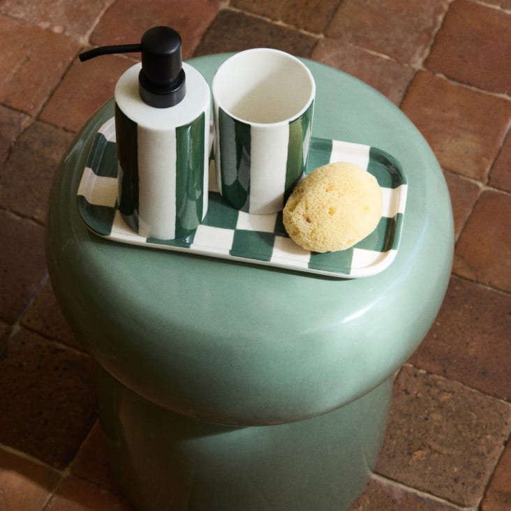 Maisons Du Monde Sevilla - Dispensador De Jabón De Gres Blanco Y Verde