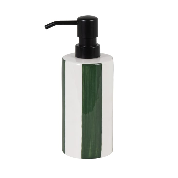 Maisons du Monde Sevilla - Dispensador de jabón de gres blanco y verde