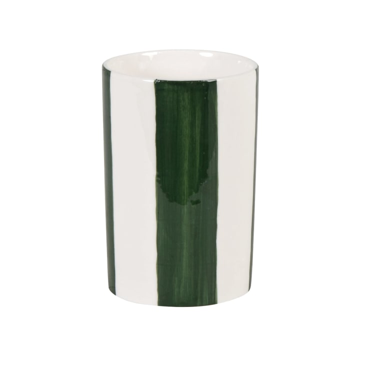 Maisons du Monde Sevilla - Vaso de gres blanco y verde