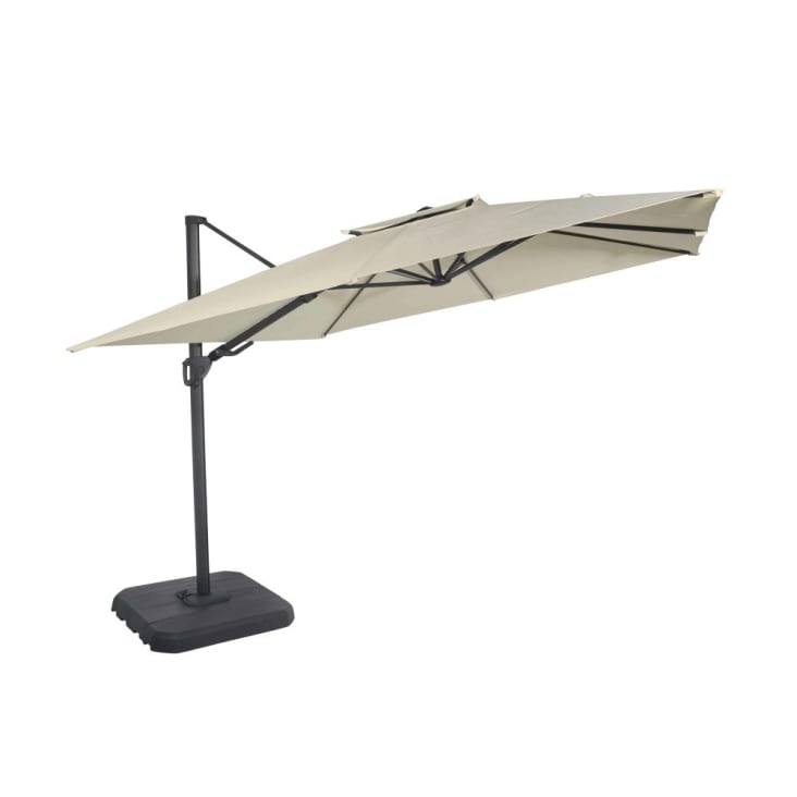 Maisons Du Monde Shadow Business - Sombrilla Con Brazo Lateral Profesional De Aluminio Con Pata De Tela De Color Crudo 3 X 3 M