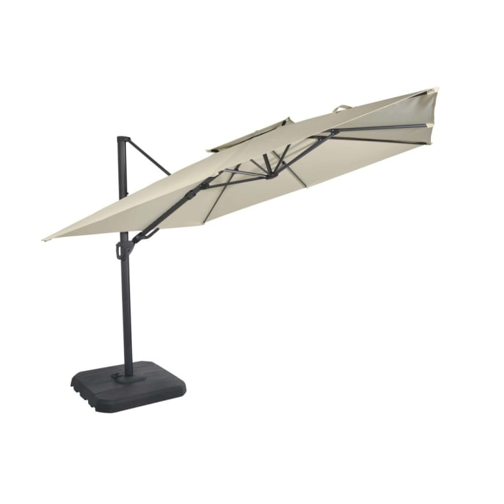 Maisons Du Monde Shadow Business - Sombrilla Con Brazo Lateral Profesional De Aluminio Con Pata De Tela De Color Crudo 3 X 3 M