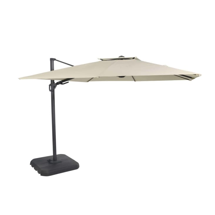 Maisons du Monde Shadow Business - Sombrilla con brazo lateral profesional de aluminio con pata de tela de color crudo 3 x 3 m