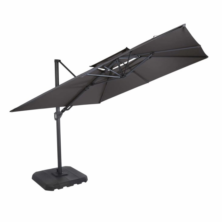 Maisons Du Monde Shadow Business - Sombrilla Con Brazo Lateral Profesional De Aluminio Con Pata De Tela De Color Gris Antracita 3 X 3 M