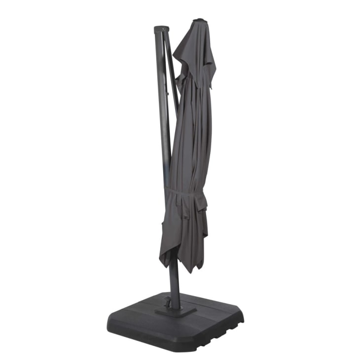 Maisons Du Monde Shadow Business - Sombrilla Con Brazo Lateral Profesional De Aluminio Con Pata De Tela De Color Gris Antracita 3 X 3 M