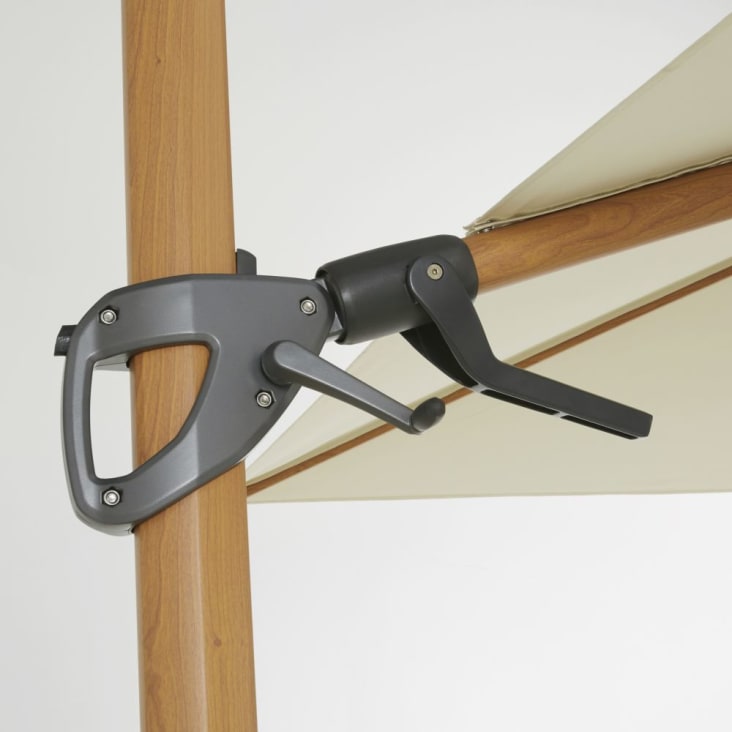 Maisons Du Monde Shadow - Sombrilla Profesional De Aluminio Con Base De Imitación De Madera Tejido Crudo 3m X 3m