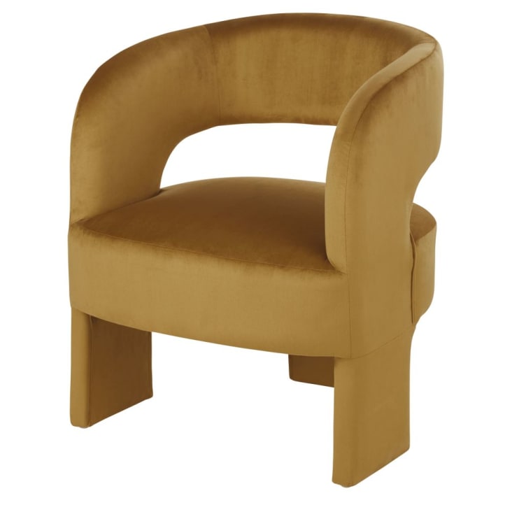 Maisons du Monde Sheep - Sillón con tres patas de terciopelo ocre