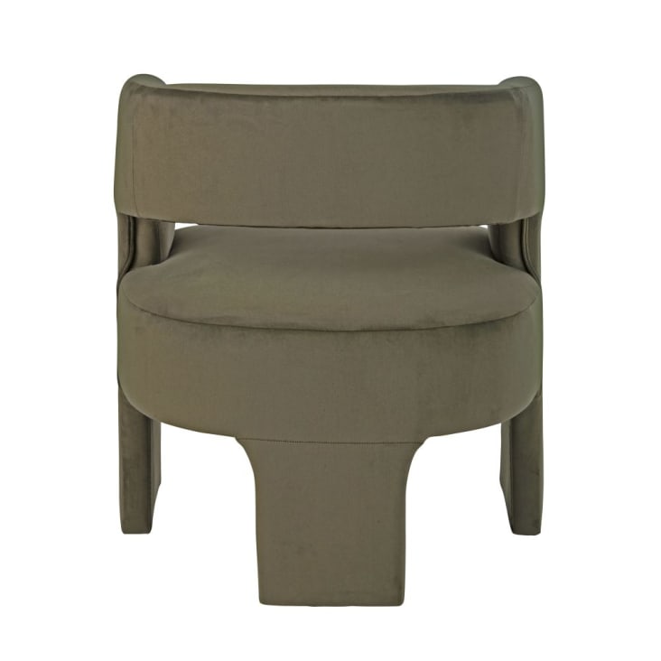 Maisons Du Monde Sheep - Sillón Con Tres Patas De Terciopelo Verde Caqui