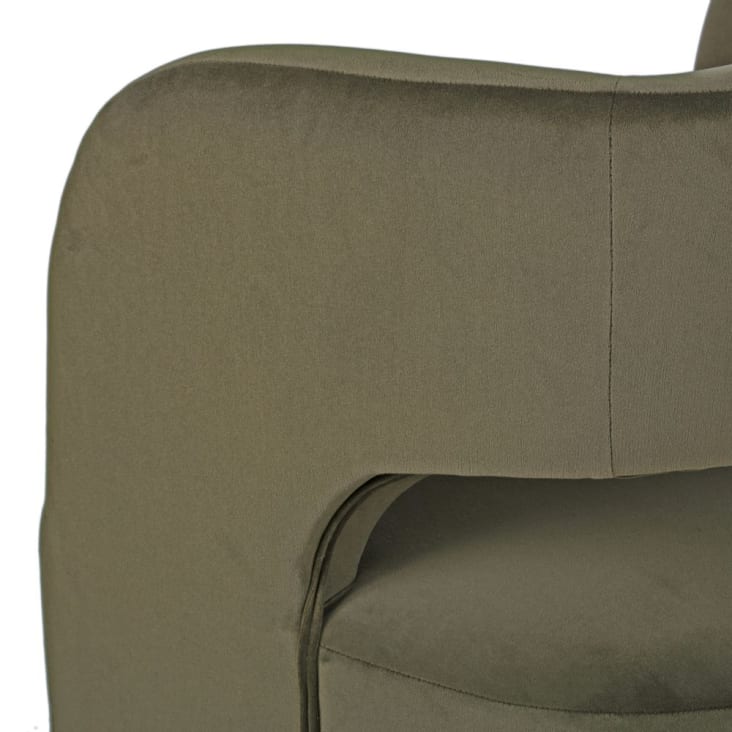 Maisons Du Monde Sheep - Sillón Con Tres Patas De Terciopelo Verde Caqui