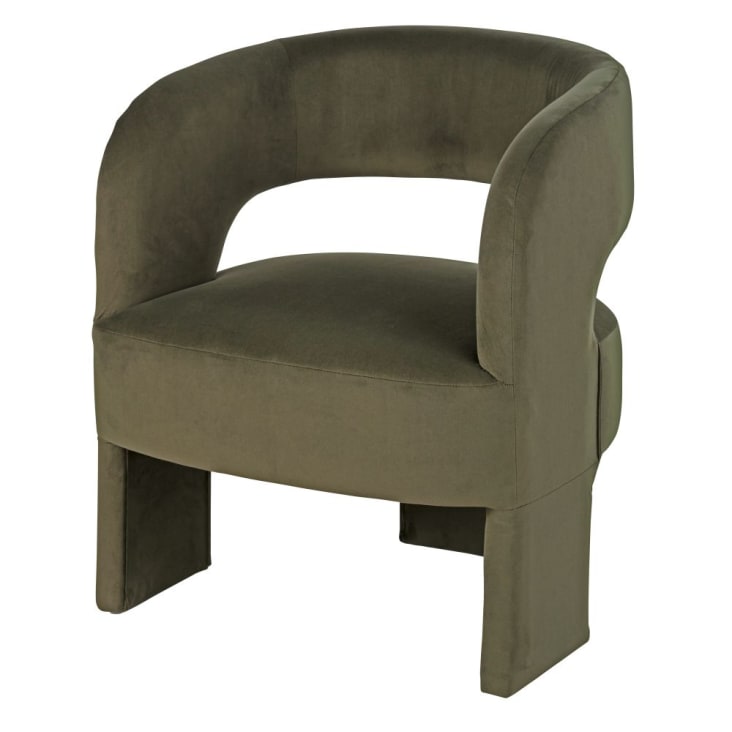 Maisons du Monde Sheep - Sillón con tres patas de terciopelo verde caqui