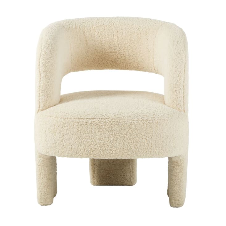 Maisons Du Monde Sheep - Sillón De 3 Patas De Tela Rizada Blanco
