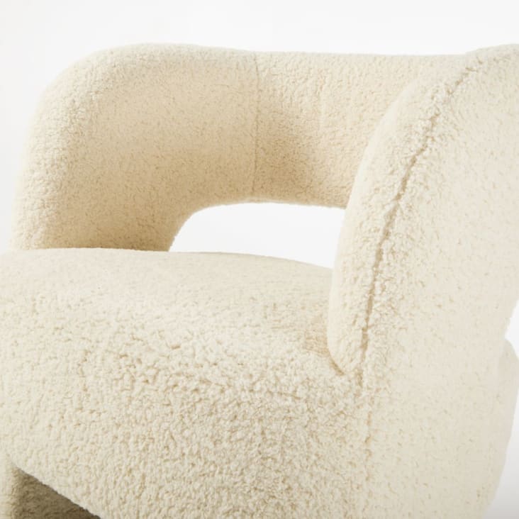 Maisons Du Monde Sheep - Sillón De 3 Patas De Tela Rizada Blanco