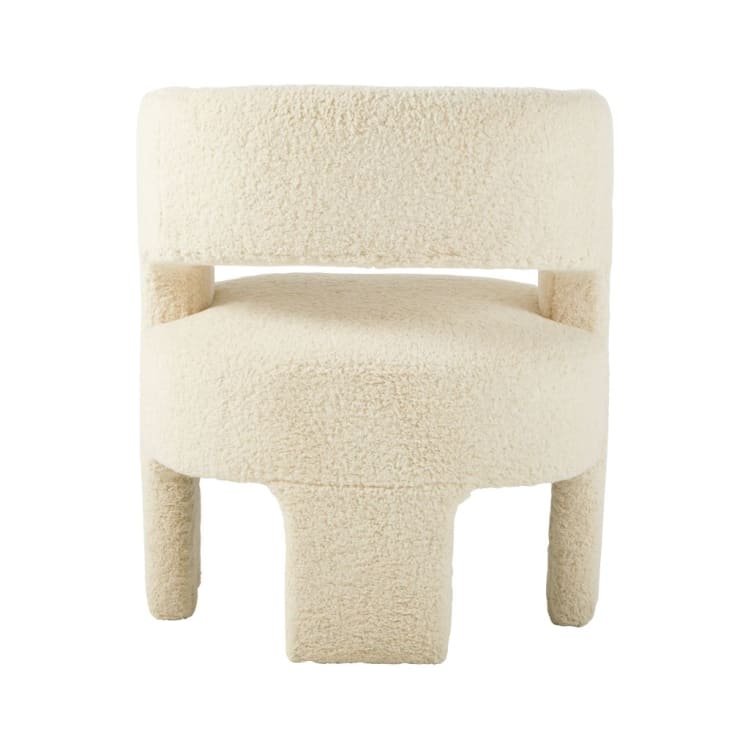 Maisons Du Monde Sheep - Sillón De 3 Patas De Tela Rizada Blanco
