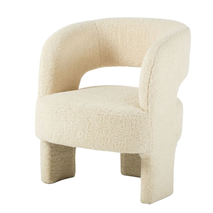 Maisons du Monde Sheep - Sillón de 3 patas de tela rizada blanco