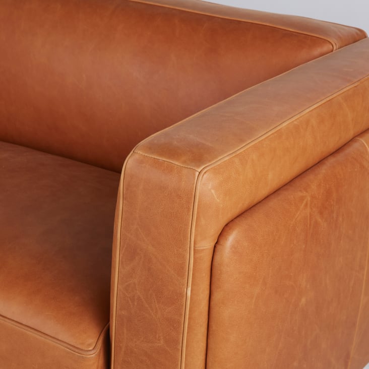 Maisons Du Monde Sheffield - Sofá De 3 Plazas De Cuero Marrón