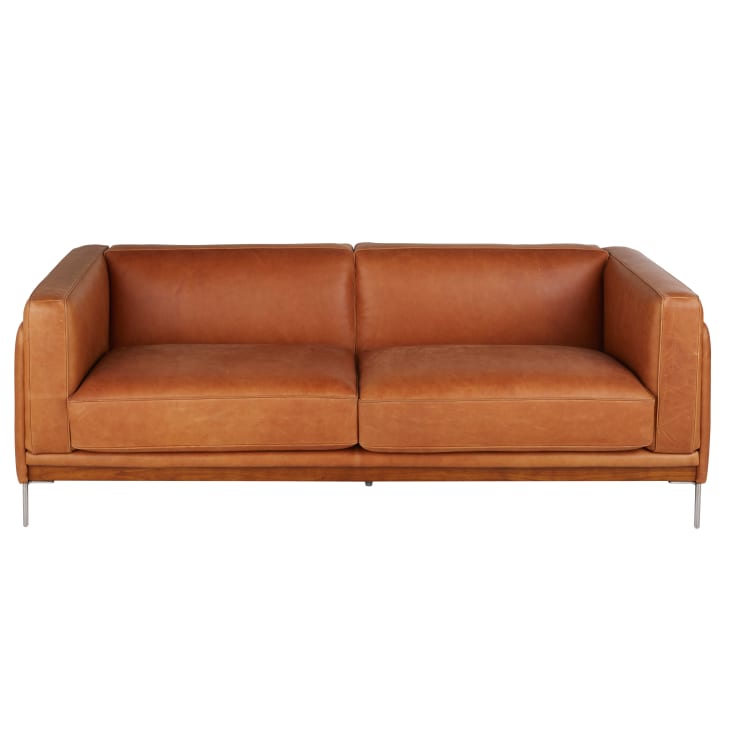 Maisons du Monde Sheffield - Sofá de 3 plazas de cuero marrón