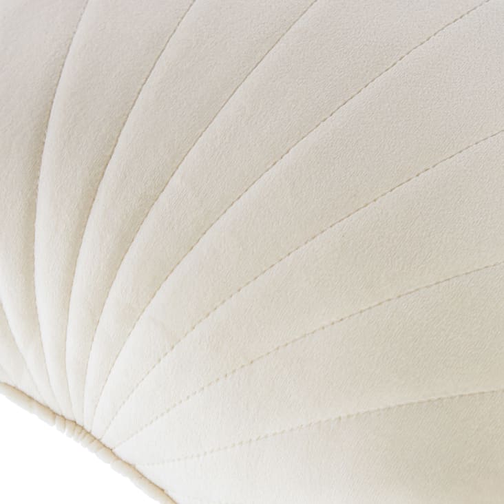 Maisons Du Monde Shell - Cojín Con Forma De Concha De Terciopelo De Poliéster Color Crudo 30x40
