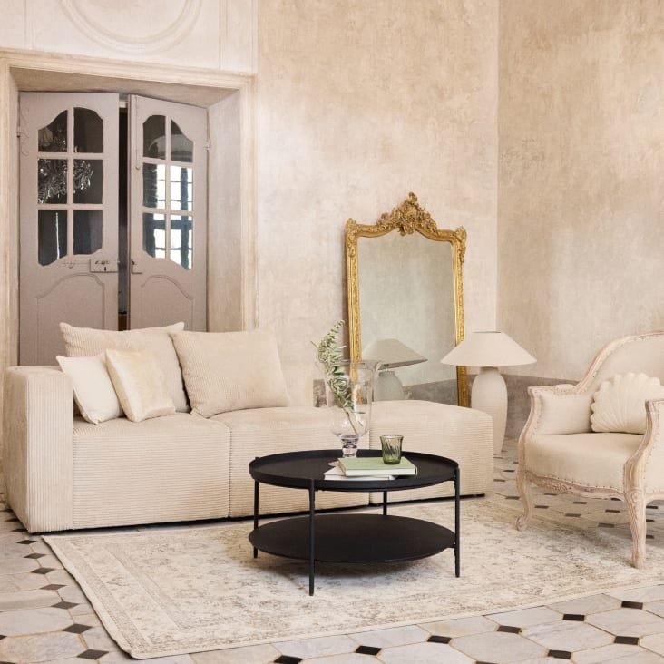 Maisons Du Monde Shell - Cojín Con Forma De Concha De Terciopelo De Poliéster Color Crudo 30x40