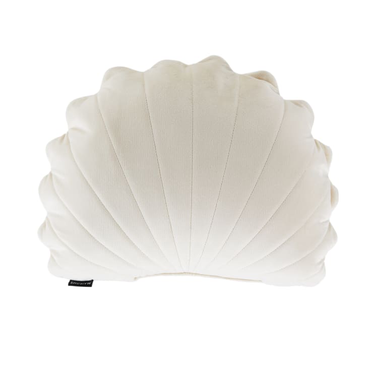 Maisons du Monde Shell - Cojín con forma de concha de terciopelo de poliéster color crudo 30x40