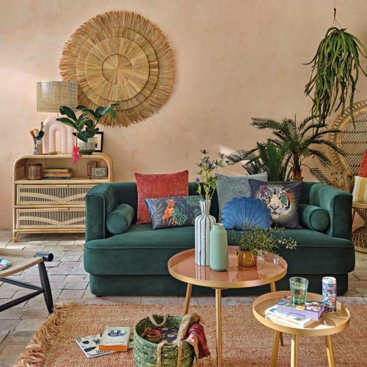 Maisons Du Monde SHELL - Cojín Concha De Terciopelo De Poliéster Reciclado En Azul Marino 40x30