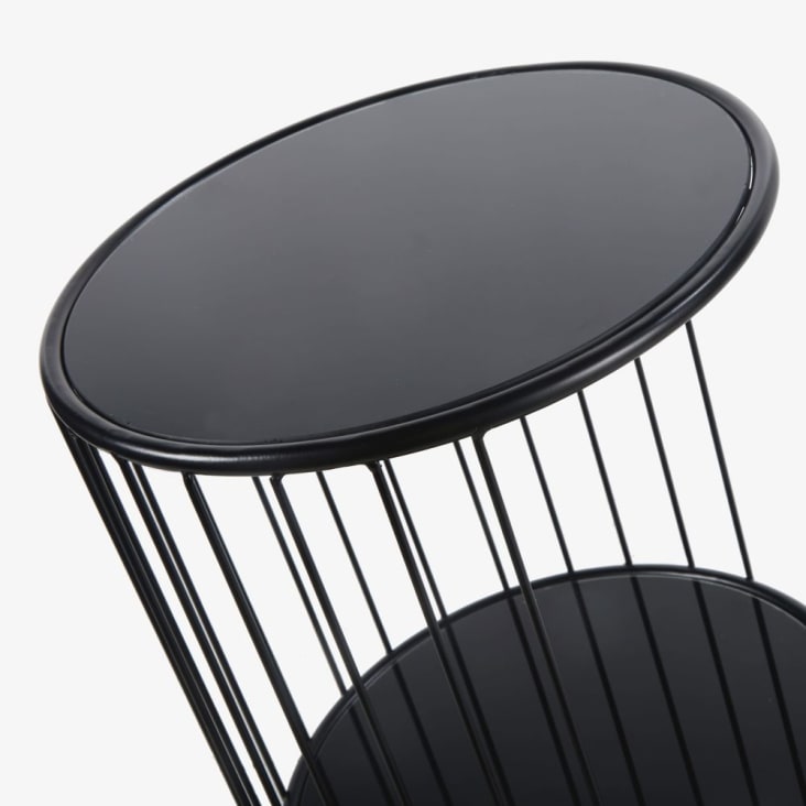 Maisons Du Monde SHELLY - Mesa Auxiliar De Metal Negro Mate Y Cristal