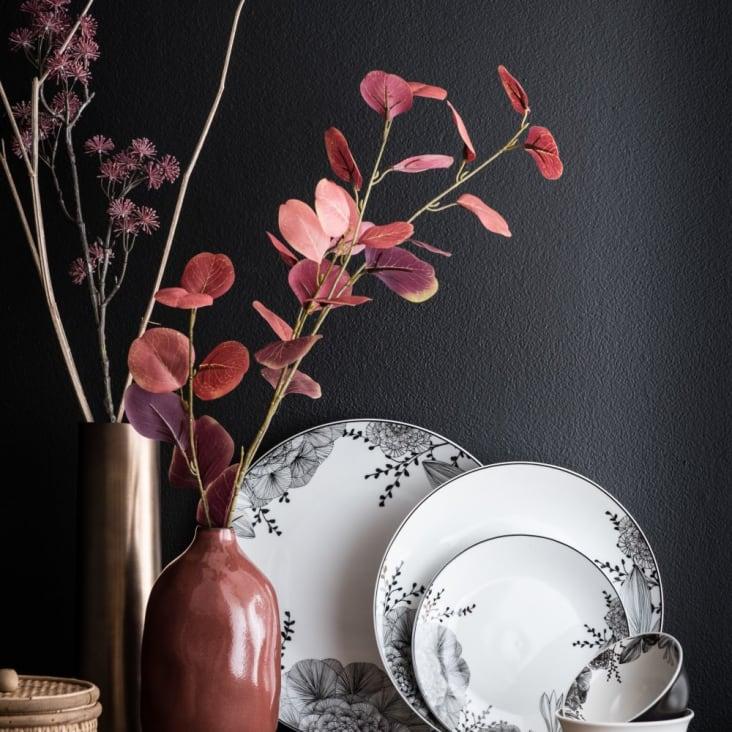 Maisons Du Monde SHODO - Lote De 6 - Plato Llano De Porcelana Blanca Y Negra Con Motivos