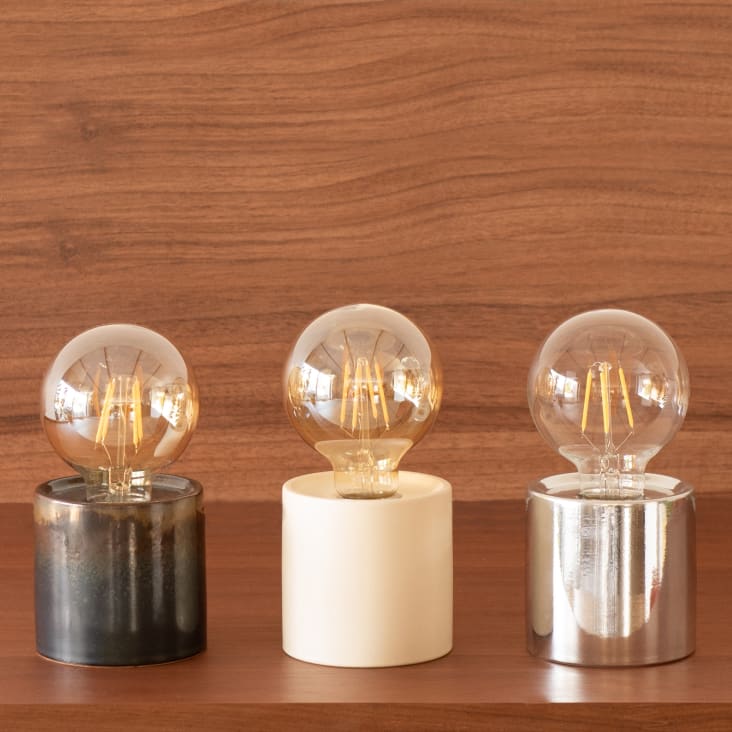 Maisons Du Monde Sienna - Lámpara Decorativa De Dolomita Beige Y Globo De Cristal ámbar