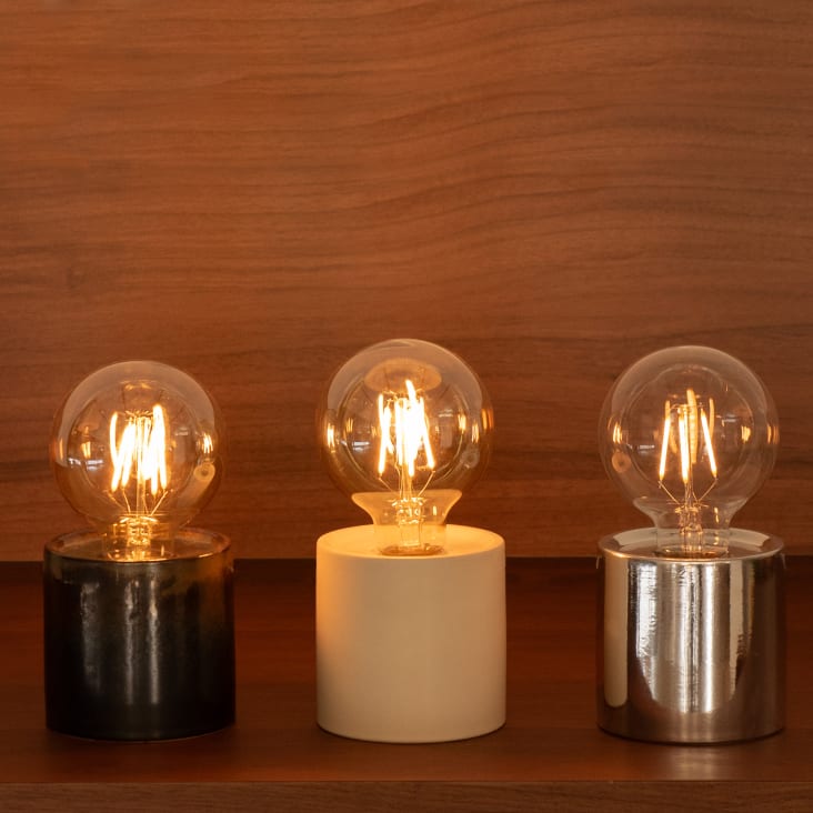 Maisons Du Monde Sienna - Lámpara Decorativa De Dolomita Beige Y Globo De Cristal ámbar