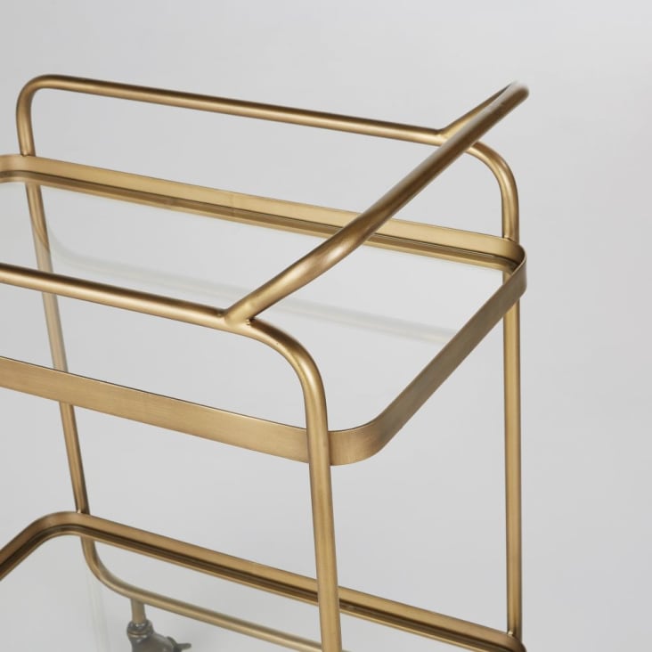 Maisons Du Monde SIENNE - Mesa Auxiliar De Metal Dorado Y Cristal Sobre Ruedas