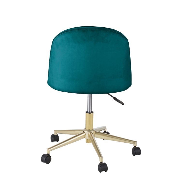 Maisons Du Monde Silla De Oficina Con Ruedas De Terciopelo Azul Petróleo Y Acero Color Latón