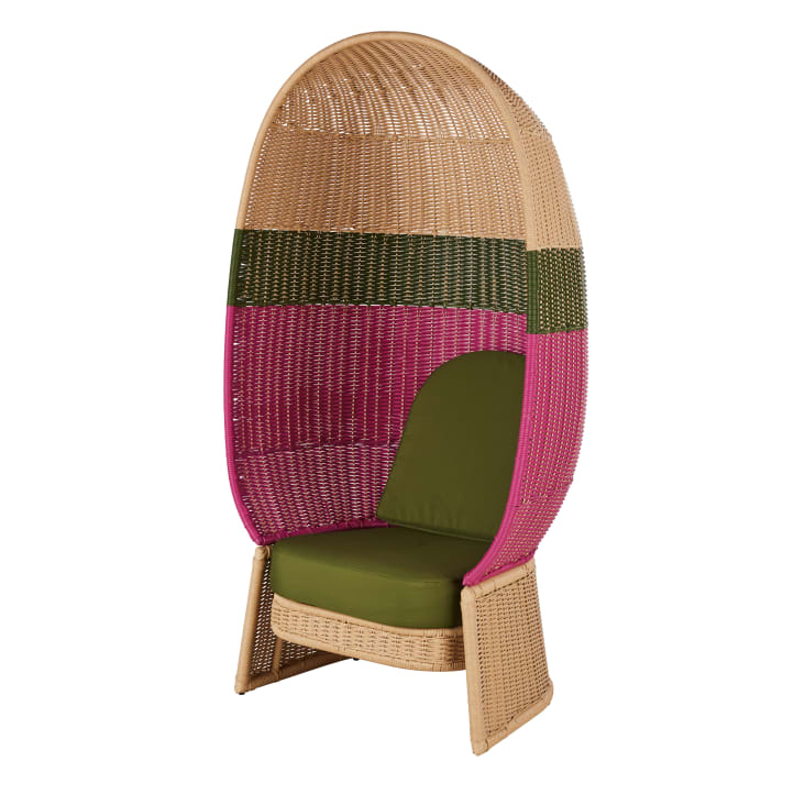 Maisons Du Monde Sillón De Jardín De Acero Resina Multicolor Y Cojines Verde Caqui