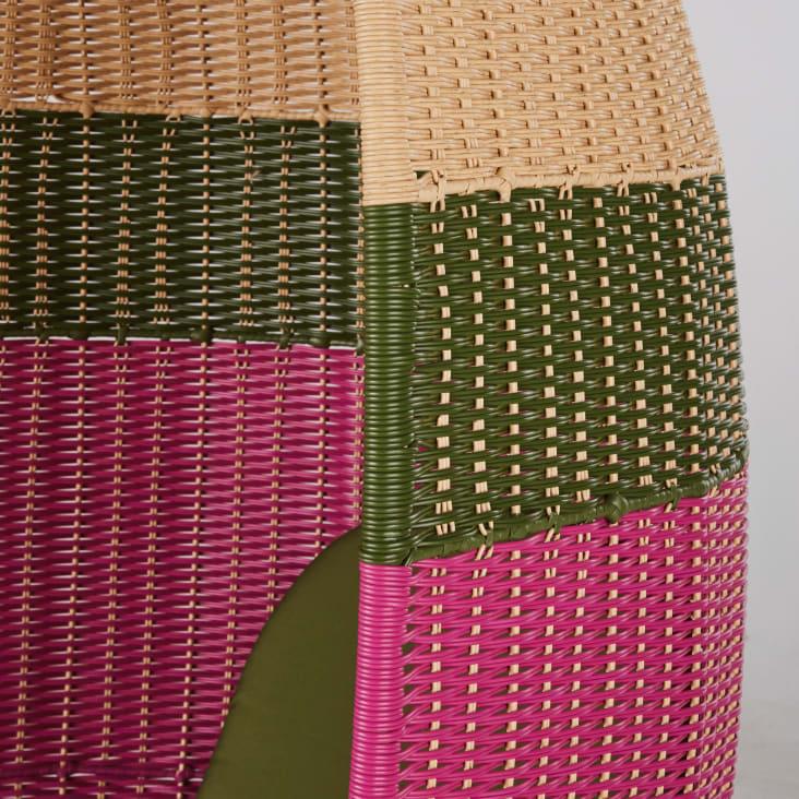 Maisons Du Monde Sillón De Jardín De Acero Resina Multicolor Y Cojines Verde Caqui