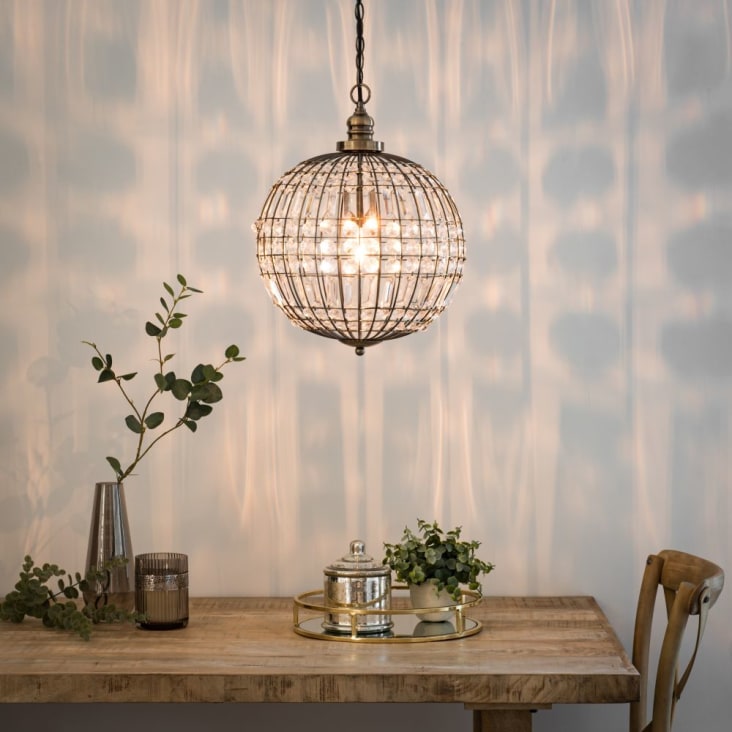 Maisons Du Monde Silver - Lámpara De Techo Bola Con Lágrimas Y Metal