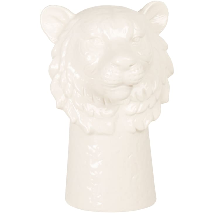 Maisons Du Monde Simon - Estatuilla De León De Porcelana Blanca Alt. 23 Cm