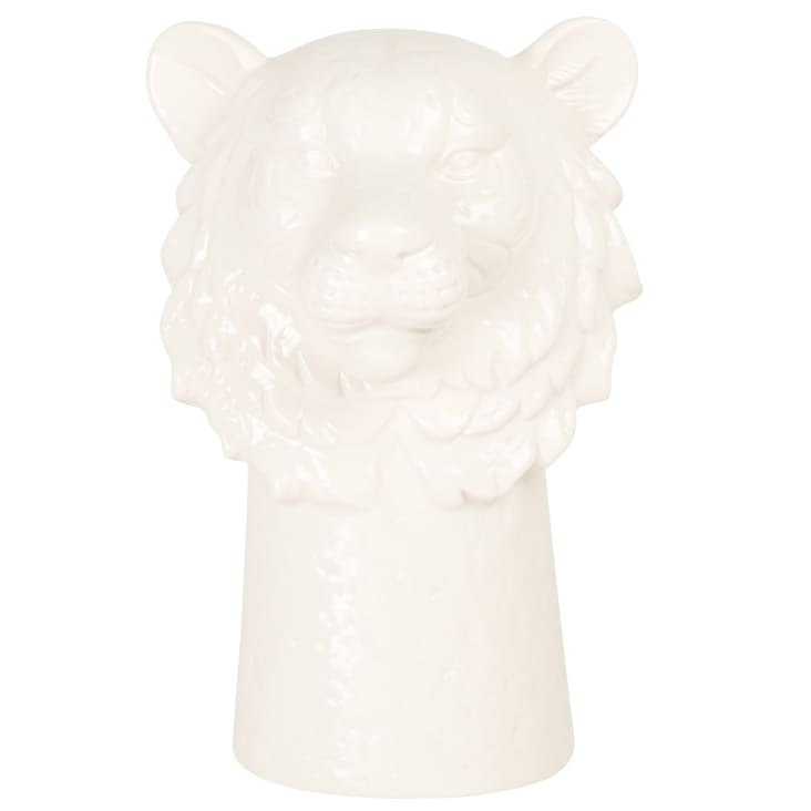 Maisons du Monde Simon - Estatuilla de león de porcelana blanca Alt. 23 cm