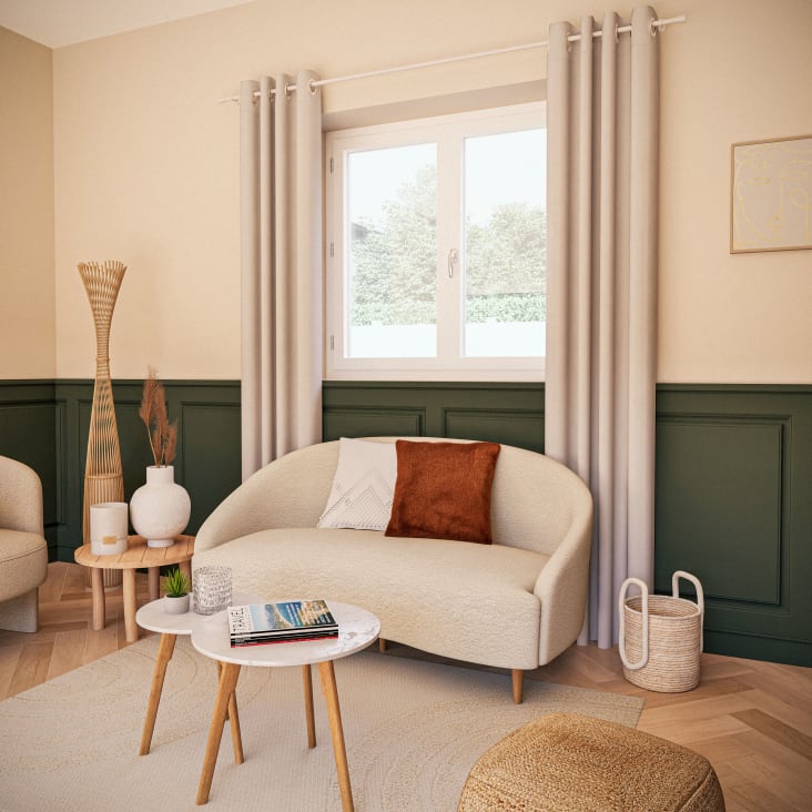 Maisons Du Monde SIMONE - Tríptico De Rostros Abstractos En Crudo Y Dorado 96 X 43 Cm