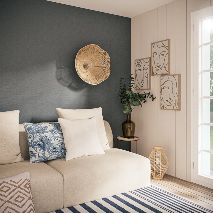 Maisons Du Monde SIMONE - Tríptico De Rostros Abstractos En Crudo Y Dorado 96 X 43 Cm