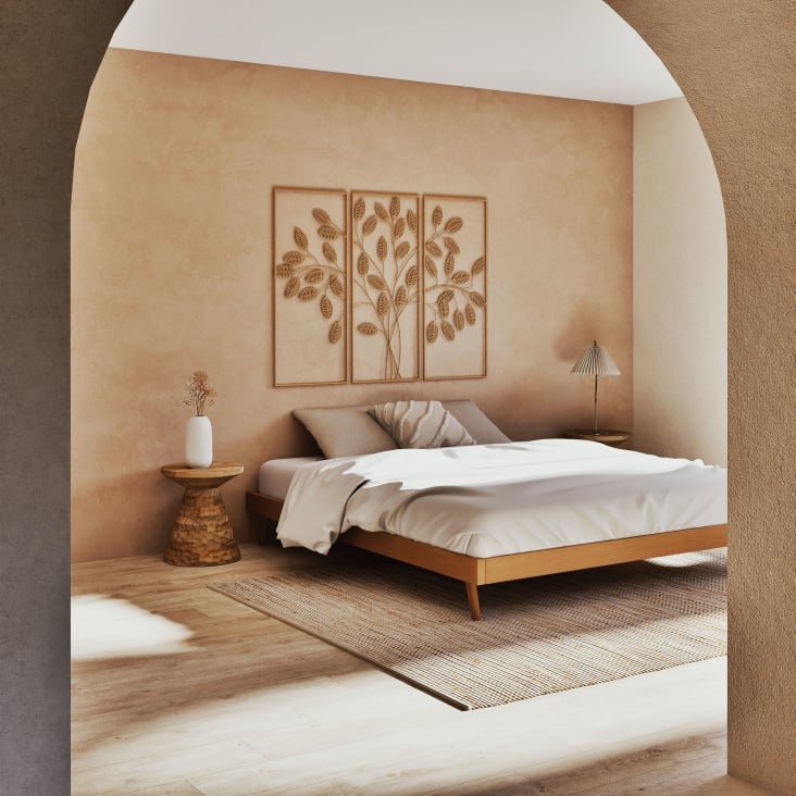 Maisons Du Monde Sixties - Cama Vintage 180x200 Con Somier De Láminas