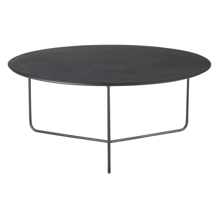 Maisons du Monde Siyah - Mesita de café redonda de metal gris antracita