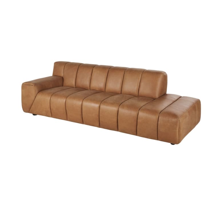 Maisons Du Monde Snoop - Sofá De 3/4 Plazas De Cuero Color Caramelo