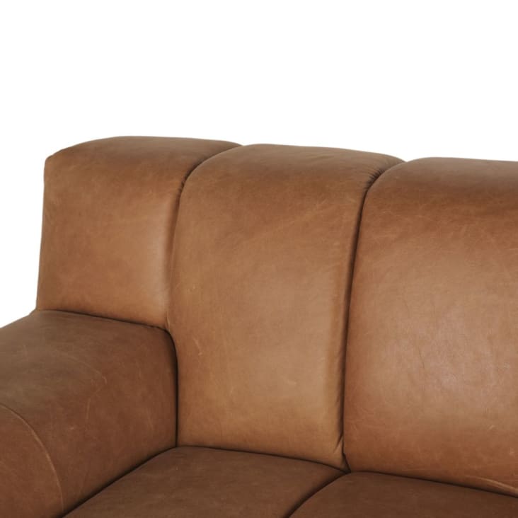 Maisons Du Monde Snoop - Sofá De 3/4 Plazas De Cuero Color Caramelo