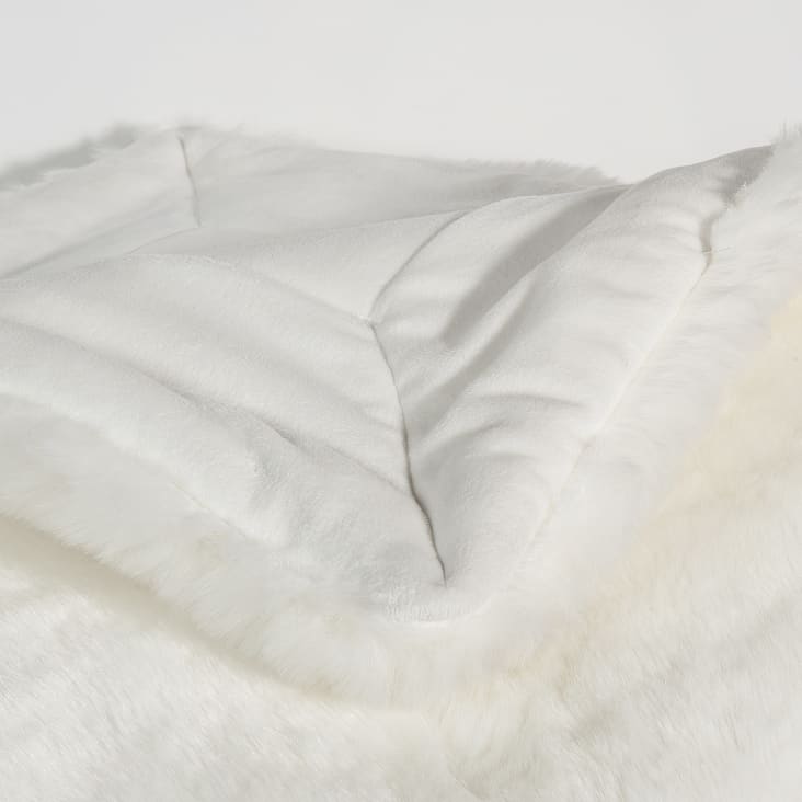Maisons Du Monde SNOWDON - Manta De Imitación De Piel Blanca 150 X 180cm