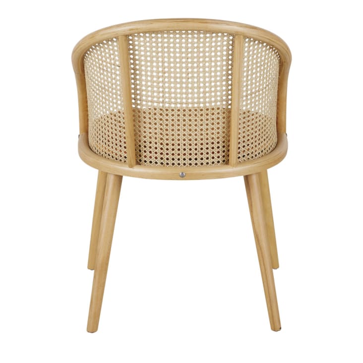Maisons Du Monde Sockette - Silla Con Reposabrazos De Terciopelo Marrón Tostado Y Rejilla De Mimbre En Color Natural