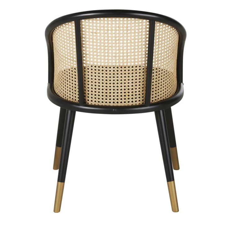 Maisons Du Monde Sockette - Silla Con Reposabrazos De Terciopelo Negro Y Rejilla De Mimbre