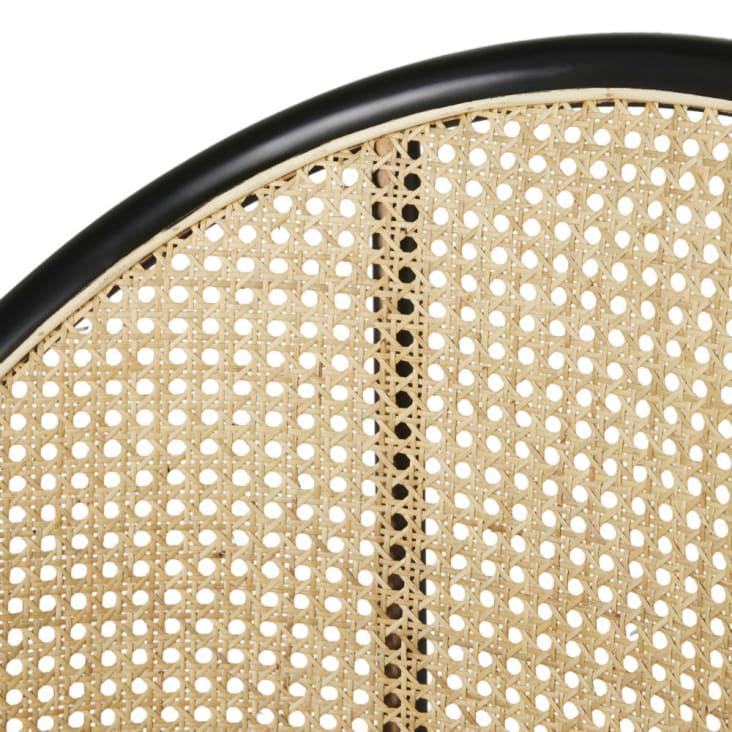 Maisons Du Monde Sockette - Silla Con Reposabrazos De Terciopelo Negro Y Rejilla De Mimbre