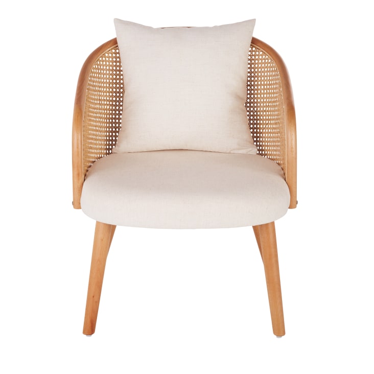 Maisons Du Monde Sockette - Sillón De Rejilla De Ratán Y Tela Color Crudo