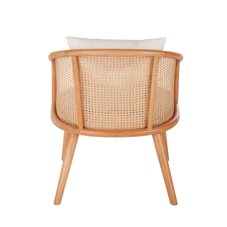 Maisons Du Monde Sockette - Sillón De Rejilla De Ratán Y Tela Color Crudo