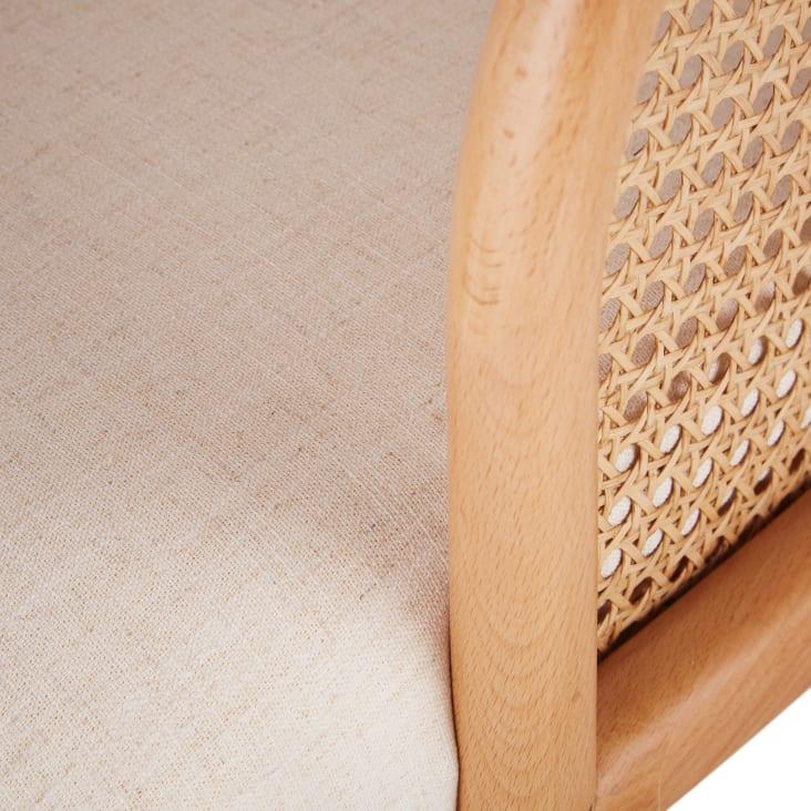 Maisons Du Monde Sockette - Sillón De Rejilla De Ratán Y Tela Color Crudo