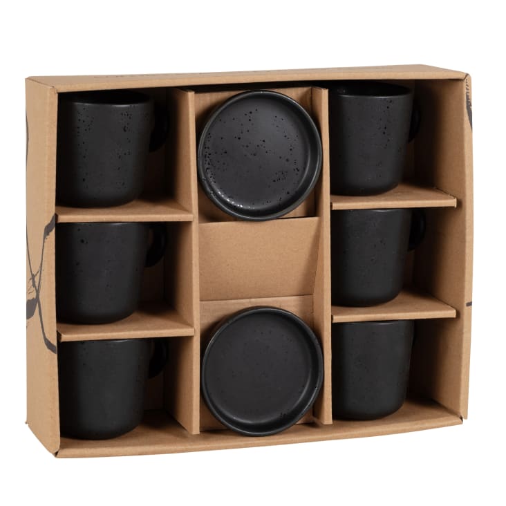 Maisons du Monde Soho - Juego de 6 tazas y platos de cerámica negra