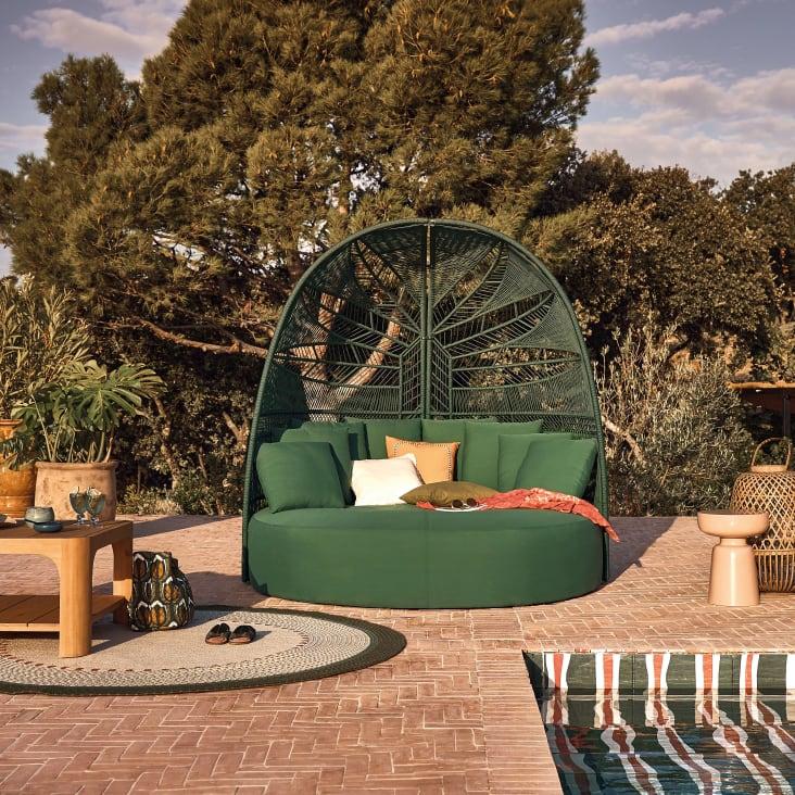 Maisons Du Monde SOLLY - Alfombra De Exterior Redonda Trenzada Color Beige Y Verde Caqui D. 200