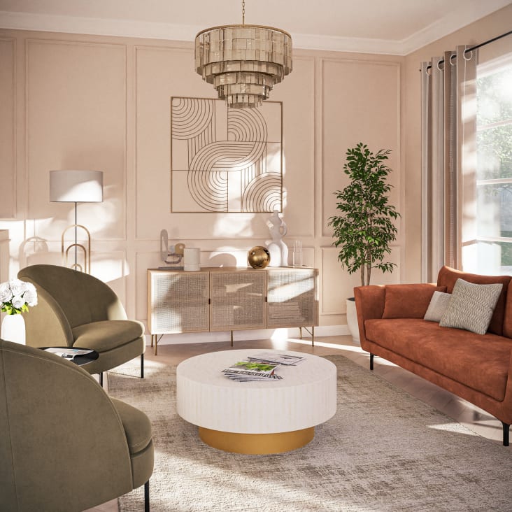 Maisons Du Monde Solstice - Aparador Con 3 Puertas De Rejilla De Mimbre